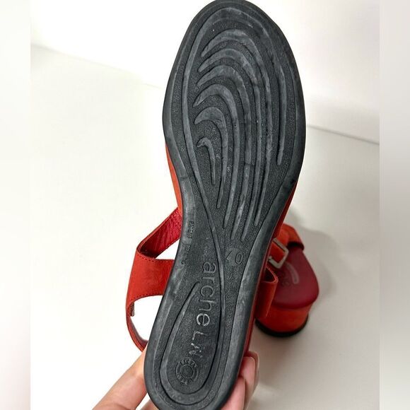 Arche Open Toe Slingback Wedge Red Sandals Size 40 - Picture 9 of 13